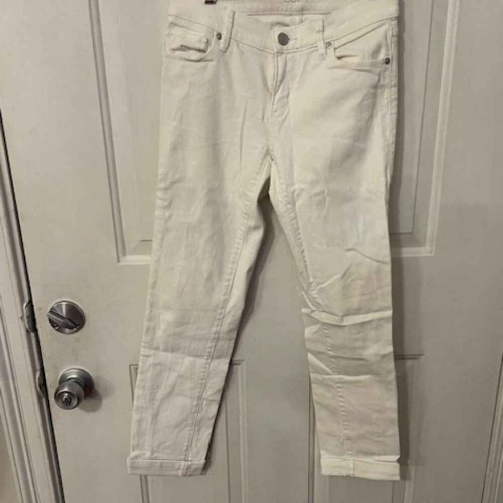 NEVER BEEN WORN- Women's White Jeans Modern Straight Low Rise Stretch Loft 25/0